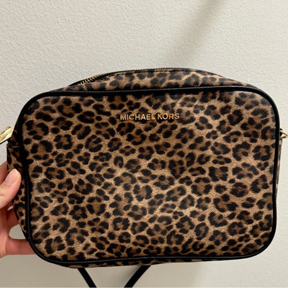 Michael Kors Cheetah Print Leather Crossbody Bag - Picture 3 of 5